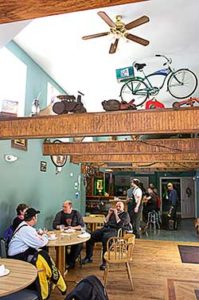 Snowmobilers eat at the Hilltop Restaurant in Plainfield